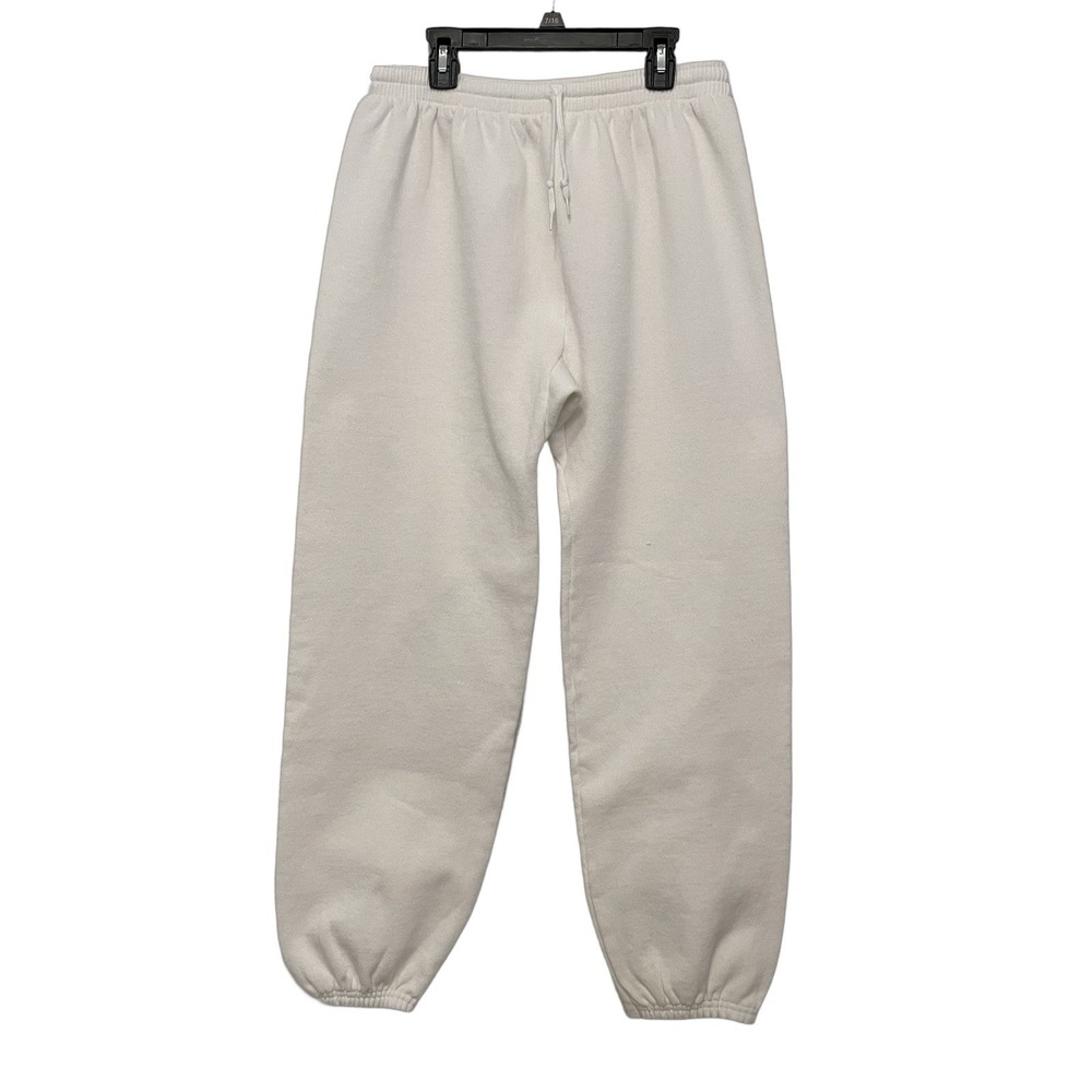 Vintage Hanes White Joggers Mens Size Medium Made in USA Wide Leg Sweatpants